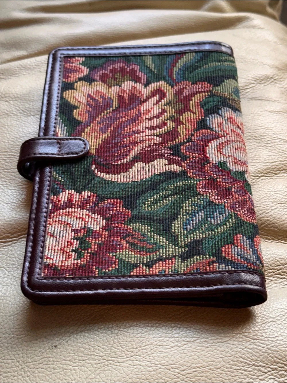 Vintage Floral Tapestry Pocket Planner Wallet Organizer Snap Closure Day Runner